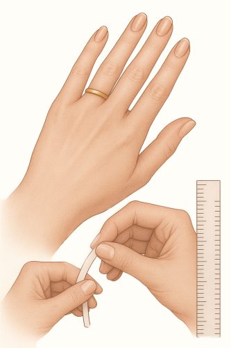 Hand measuring a finger for ring